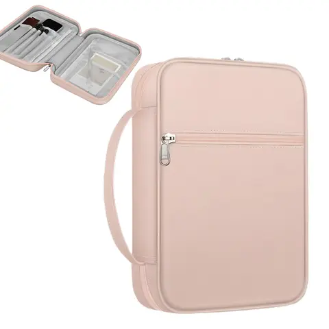 FINPAC Small Bible Carrying Case - Office Desk Organizer, Book Accessories, Hand Washable, Zippered Pockets, Handle, Unisex Handbag, Fits Bibles Up to 9.5×6.5, 10.2x7.5x2.5", Perfect Gift for Adults' Church Study (Doubles as Makeup Bag)