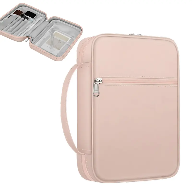 FINPAC Small Bible Carrying Case - Office Desk Organizer, Book Accessories, Hand Washable, Zippered Pockets, Handle, Unisex Handbag, Fits Bibles Up to 9.5×6.5, 10.2x7.5x2.5", Perfect Gift for Adults' Church Study (Doubles as Makeup Bag)