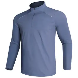 GEMYSE Men's Quarter Zip shirts UPF 50+ Long Sleeve Quick Dry Pullover Lightweight Tops for Hiking Workout Athletic plain Clothing