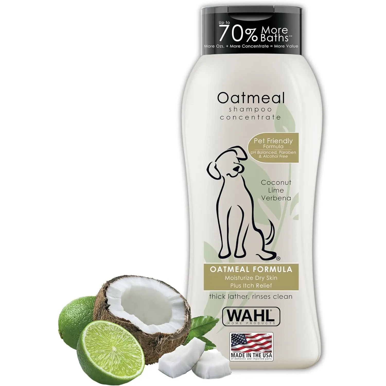 Dry Skin & Itch Relief Liquid Dog Shampoo, Coconut Lime Verbena Scent, 24 oz, Cleans Dirty Coats, Highly Recommended for Canine Grooming