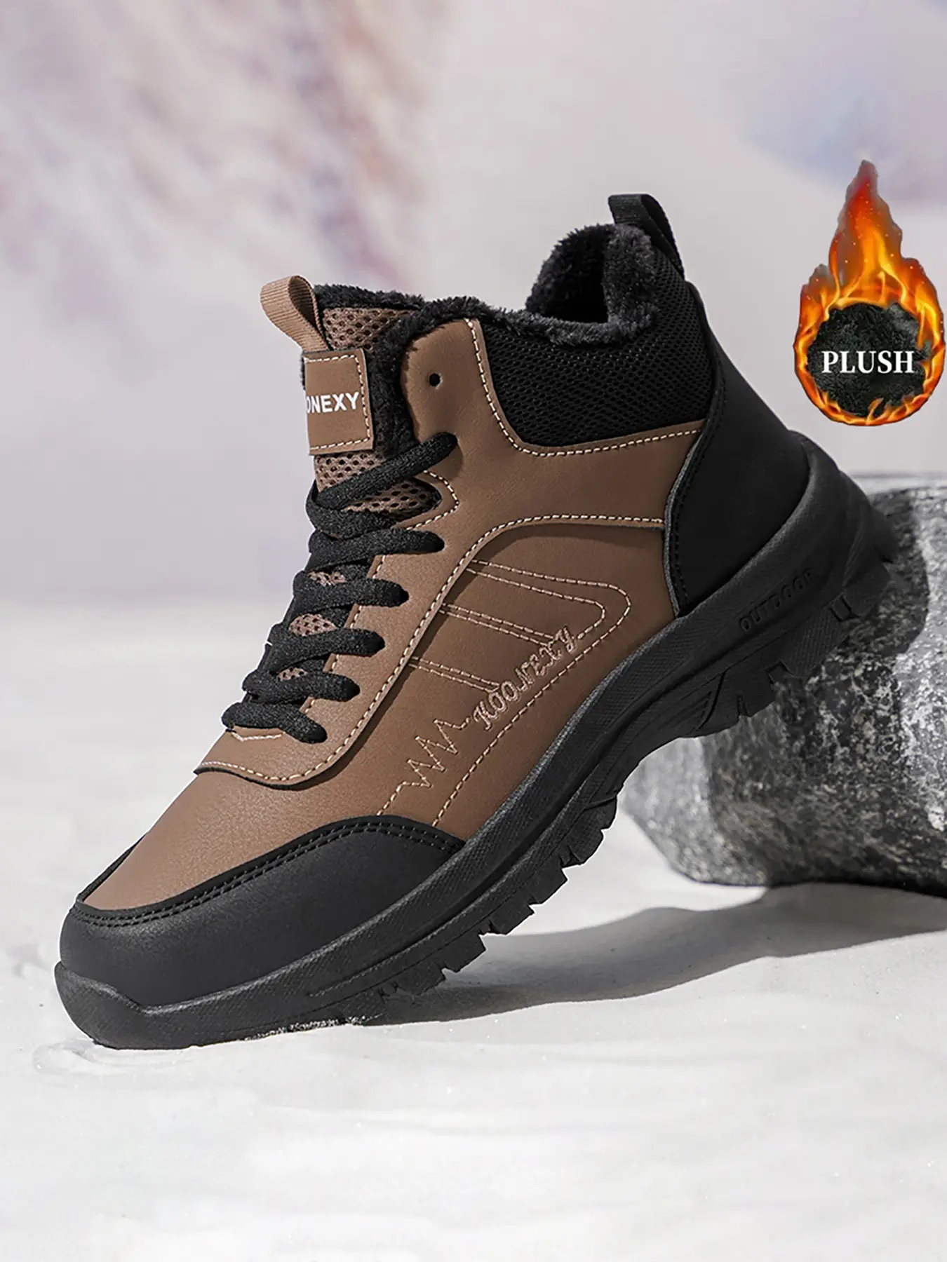 Koonexy Men's All-Season Snow Boots, Anti-Slip Grip, Outdoor Use