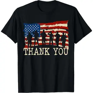 [100% Cotton] American Flag Thank You Veterans Proud Veteran T-Shirt