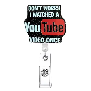 Letter Pattern Retractable Badge Reel, Retractable Badge Scroll, Badge Buddy Nursing, 1 Count/20pcs Acrylic ID Holder with Clip for Nurses, Doctors, Students & Office Staff, Identification Badges & Supplies