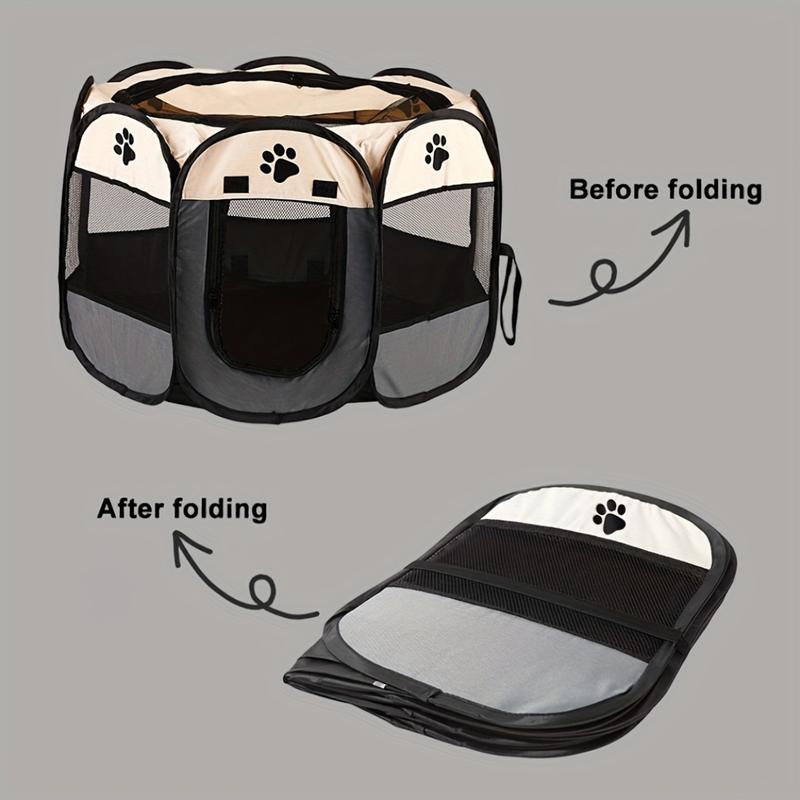 Large Indoor/Outdoor Portable Cat and Dog Puppy Cage, Easy To Store and Travel. Octagonal Pet Enclosure Pet Tent Oxford Scratch-Resistant Foldable Dog Crate Cat Whelping Dog Bed Cat Bed, Suitable for Travel and Camping Use