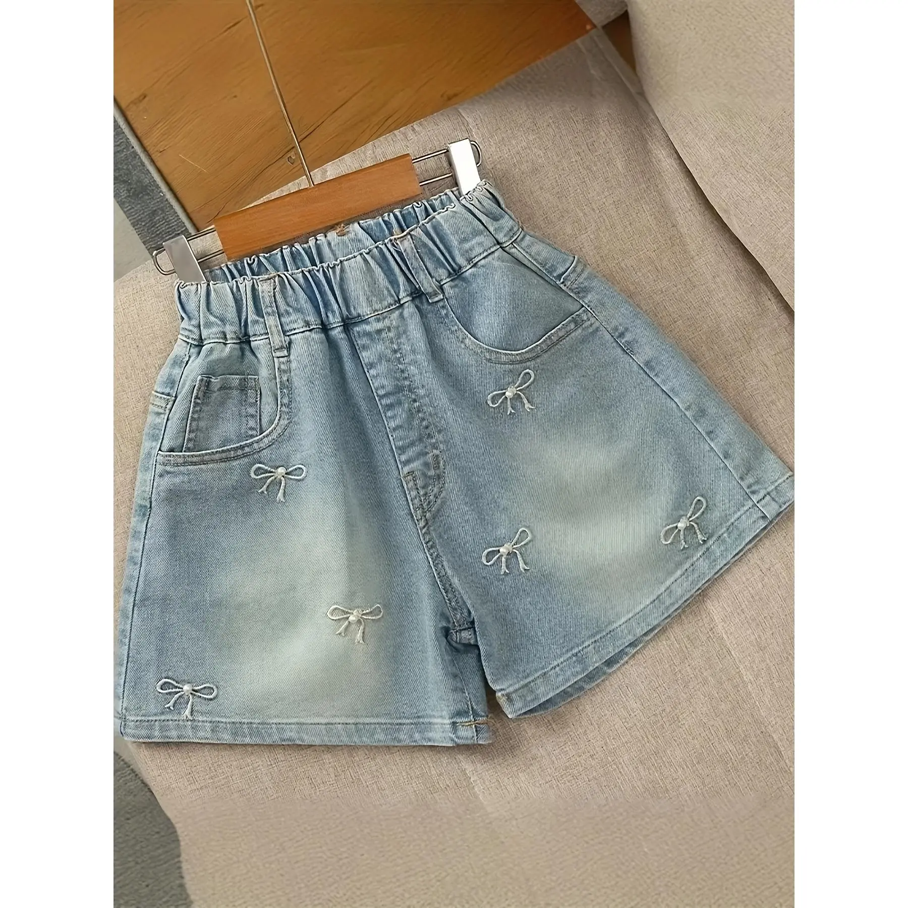 Girls' Denim Shorts, Summer Wear - New Stylish Children's Lightweight Summer Pants, Outerwear Hot Shorts for Middle and Older Kids