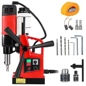 GARVEE Magnetic Drill Press Double Track 110V 1300W 700RPM with 1.57 Inch Boring Diameter Includes 2 Drill Bits Portable Ideal for Metal Surface and Industrial Use