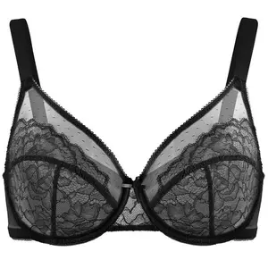 Floral Lace Plus Size Underwire Unlined Unpadded Full Coverage Bra Outdoorfun