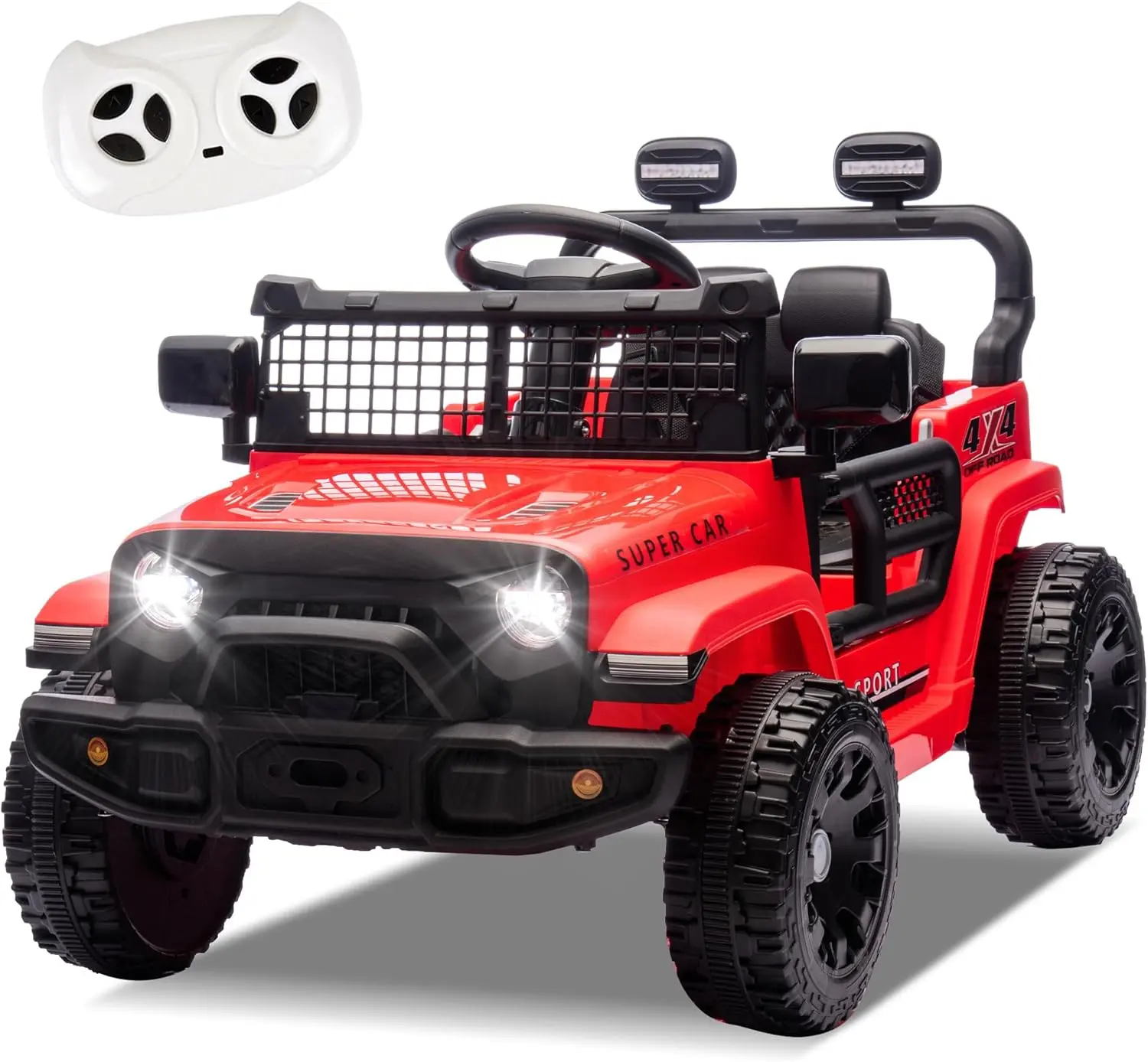 Kartivo 24V Ride On Jeep Car, Kids Ride On Toys w/Parents Remote Control, 200W Motor Electric Car for Kids 2-4 with Four-Wheel Suspension, Bluetooth, MP3, Music, LED Light, Christmas Gift