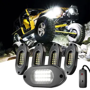 Pure White LED Rock Lights for Trucks 4/6/8/12 Pods, 6000K White Car Rock Lights Kits with Switch, Off Road Lights, fit for ATV UTV RZR SUV