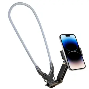 Phone Neck Strap Holder, Quick Switch Horizontal Vertical Camera Clip, Universal Silicone Flexible Metal, Ideal for Travel Cycling Hiking Photography, Cellphone Mount