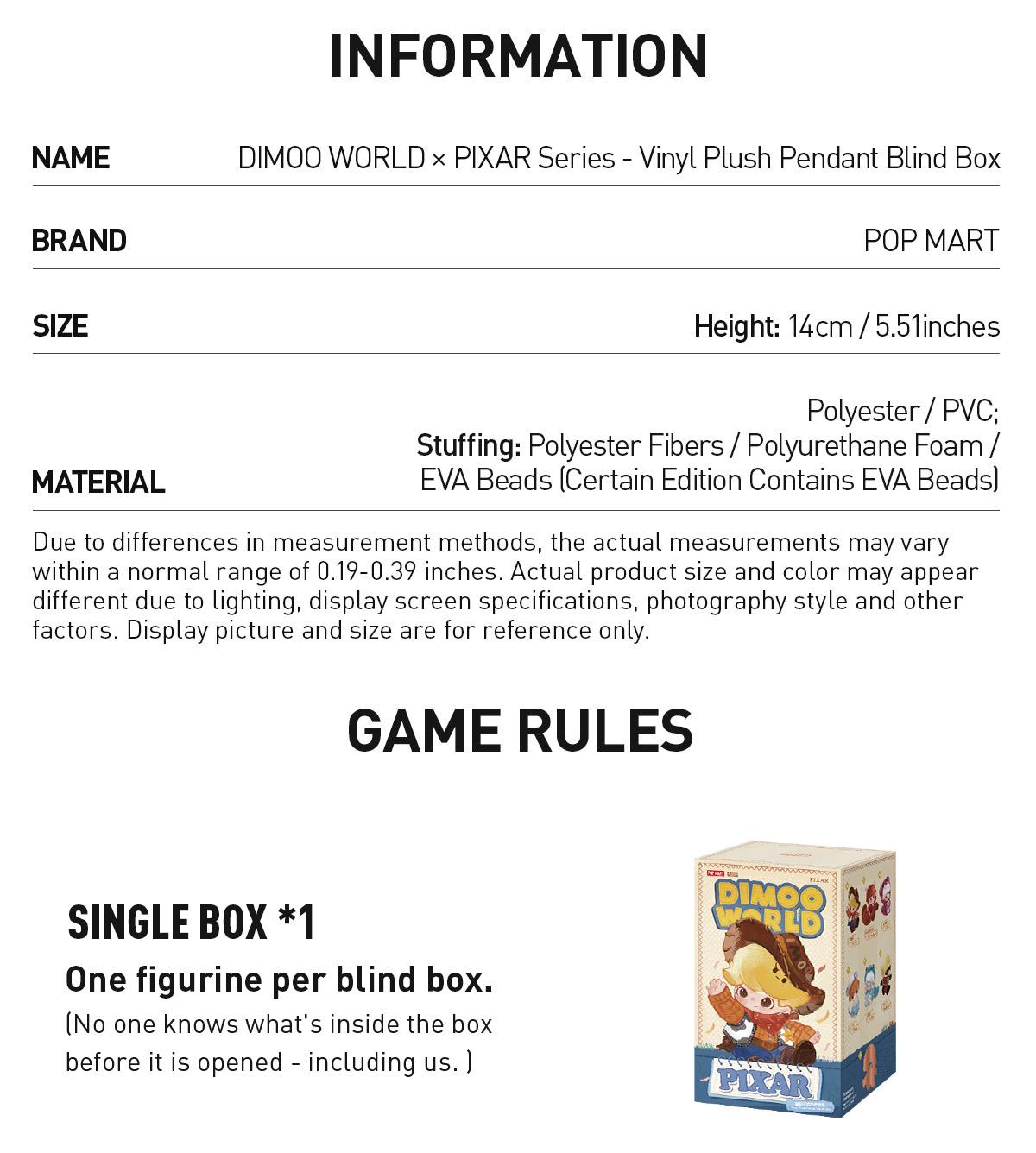 unboxing - POP MART DIMOO WORLD × PIXAR Series - Vinyl Plush Pendant Blind Box Keychain