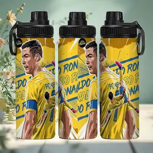 1pc 20oz Ronaldo Riyadh Victory Stainless Steel Insulated Cup, Large Capacity Leak-Proof Travel Mug, Football Fan Portable Water Bottle, Stainless Steel Drinkware