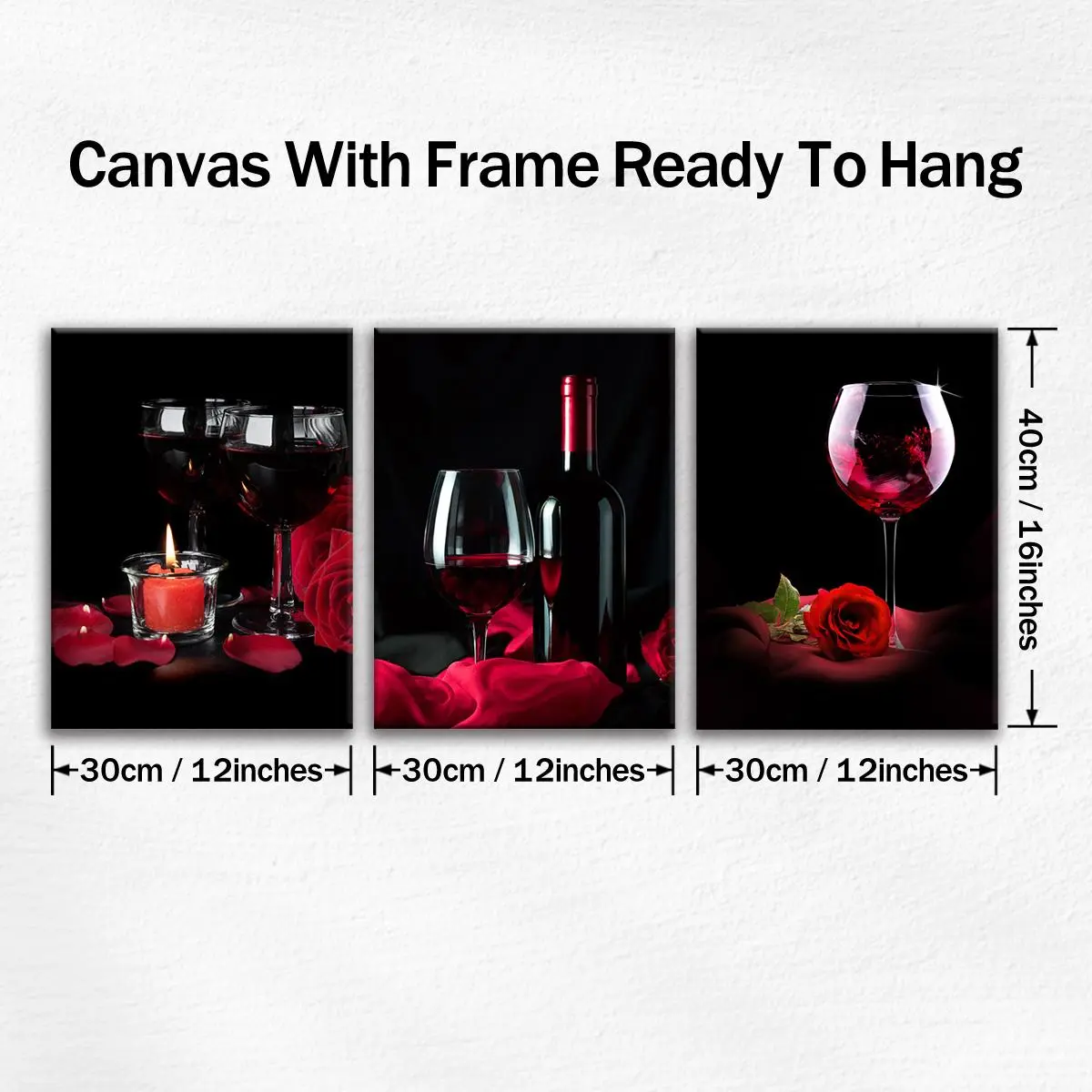 Wine Themed Canvas Painting, 3 Counts/set Romantic Wine Glass Pattern Vintage Wall Art, Wall Decor for Home Living Room Bedroom Office, Ornaments Wine Themed Canvas Painting, 3 Counts/set Romantic Wine Glass Pattern Vintage Wall Art, Wall Decor for Home Living Room Bedroom Office, Ornaments