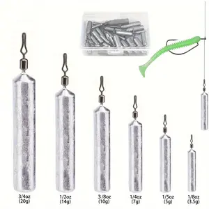 Drop Shot Weights, 30pcs No Snag Skinny Pencil Shaped Fishing Sinkers Weights for Casting Bass Fishing Removable Fishing Weights for Saltwater Freshwater Fishing