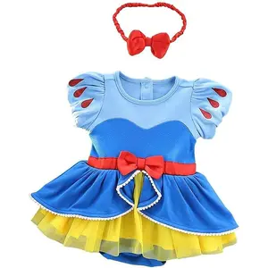 P-GCS028    Princess Onesie Romper Fancy Dress Costume Halloween Birthday Bodysuit Outfit with Headband for Infant Baby Girl