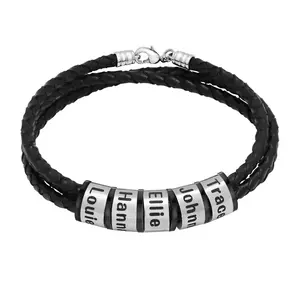 Personalized Men's Braided Leather Bracelet / Gift for Dad