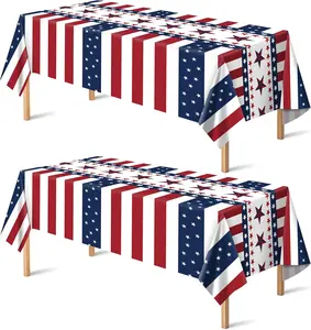 OHOME 4th of July Decorations - Red White and Blue Tablecloth for Memorial Day - Fourth of July Accessories for Home Outdoor | 250 America Anniversary USA Patriotic American Flag Party Favors,2 Pack