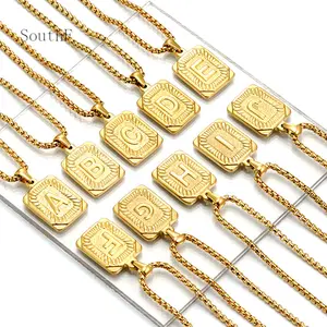 Fashion Unisex stainless Steel Letter Pendant Gold-plated Letter Necklace
