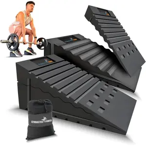 Adjustable Squat Wedge Blocks (4PCS) Non-Slip Squat Ramp, Deadlift Wedge, Calf Stretcher, Slant Board, Incline Board Improve Physical Therapy and Yoga Foot Stretching