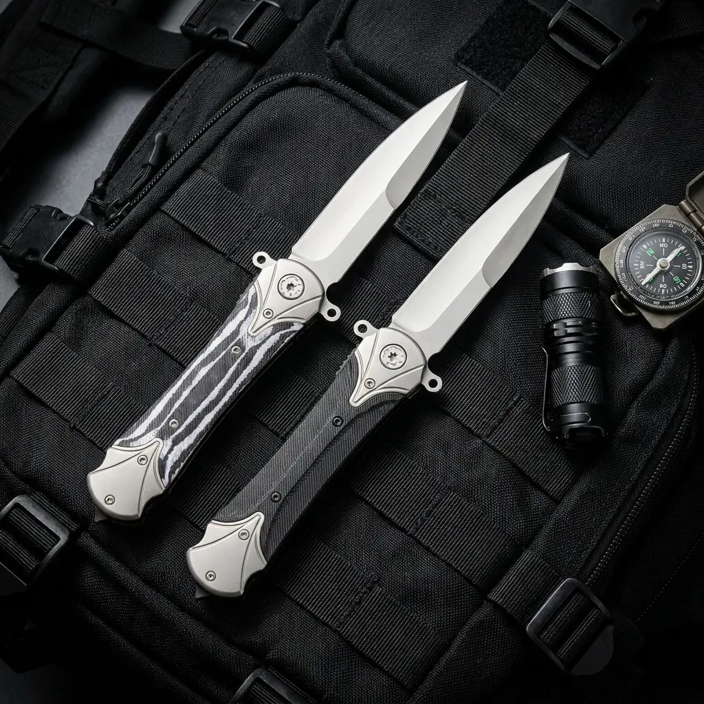 High-End Compact Fold EDC Kitchen Knife - Stainless Steel Blade, G10 Black & White Handles, Portable Multipurpose Cutting Tool, Outdoor Camping Tool, Festival Gift