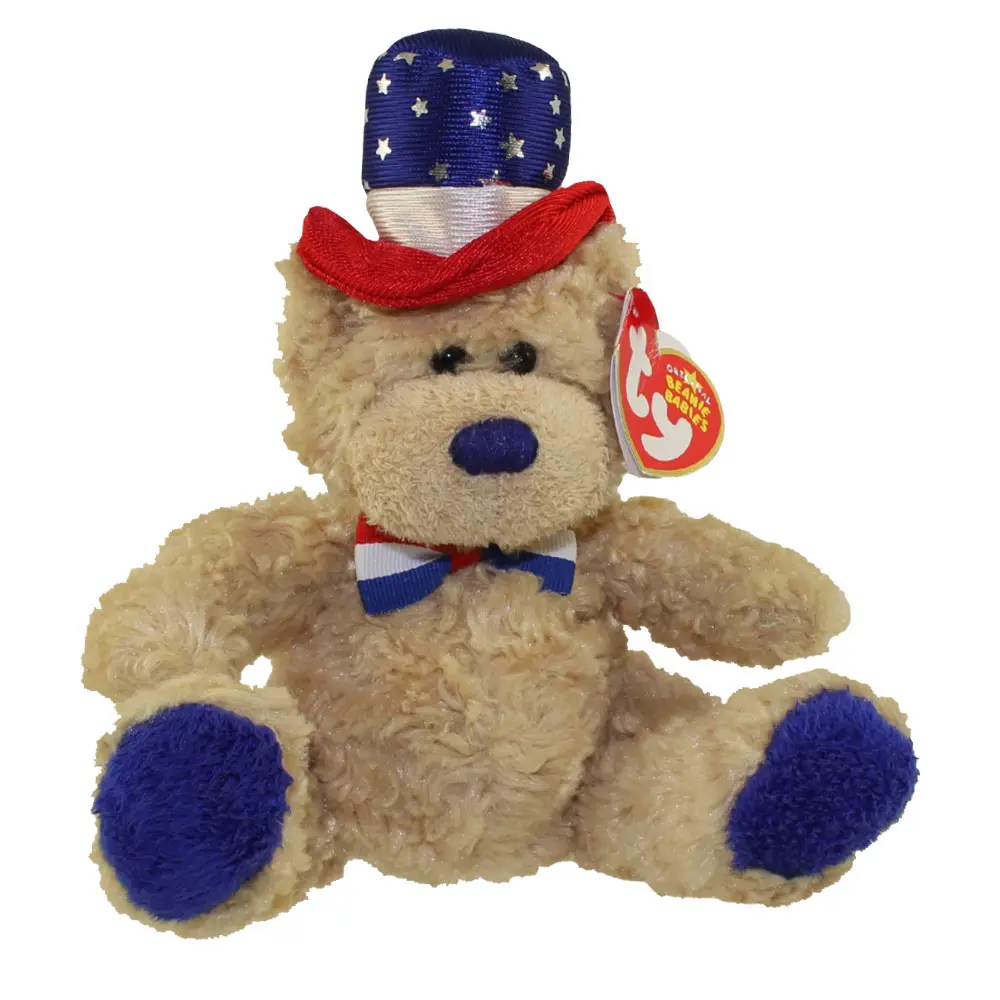 TY Beanie Baby - INDEPENDENCE the Bear (Blue Version) (8 inch) - MWMTs