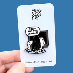 Scary Movie/The Ring “The TV’s Leaking!” Funny Samara Horror Enamel Pin