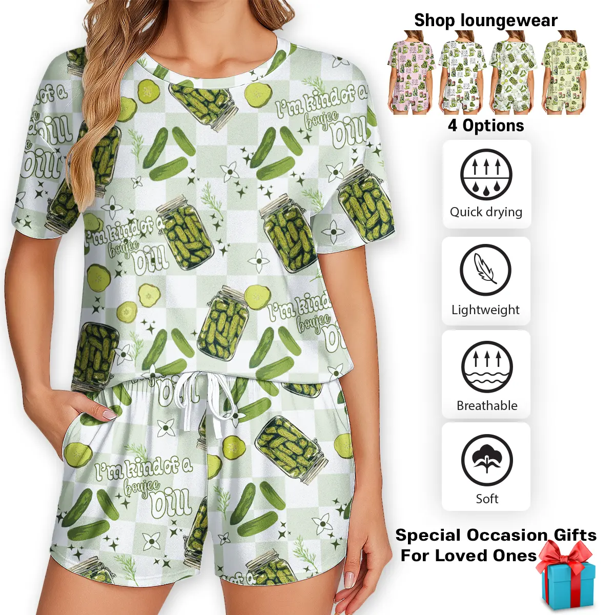 Vintage Canned Pickles Pajama Set- Soft And Alluring Nightwear, valentime Gift, Loungewear, Homewear, Ideal Gift for Mom, Gift for her
