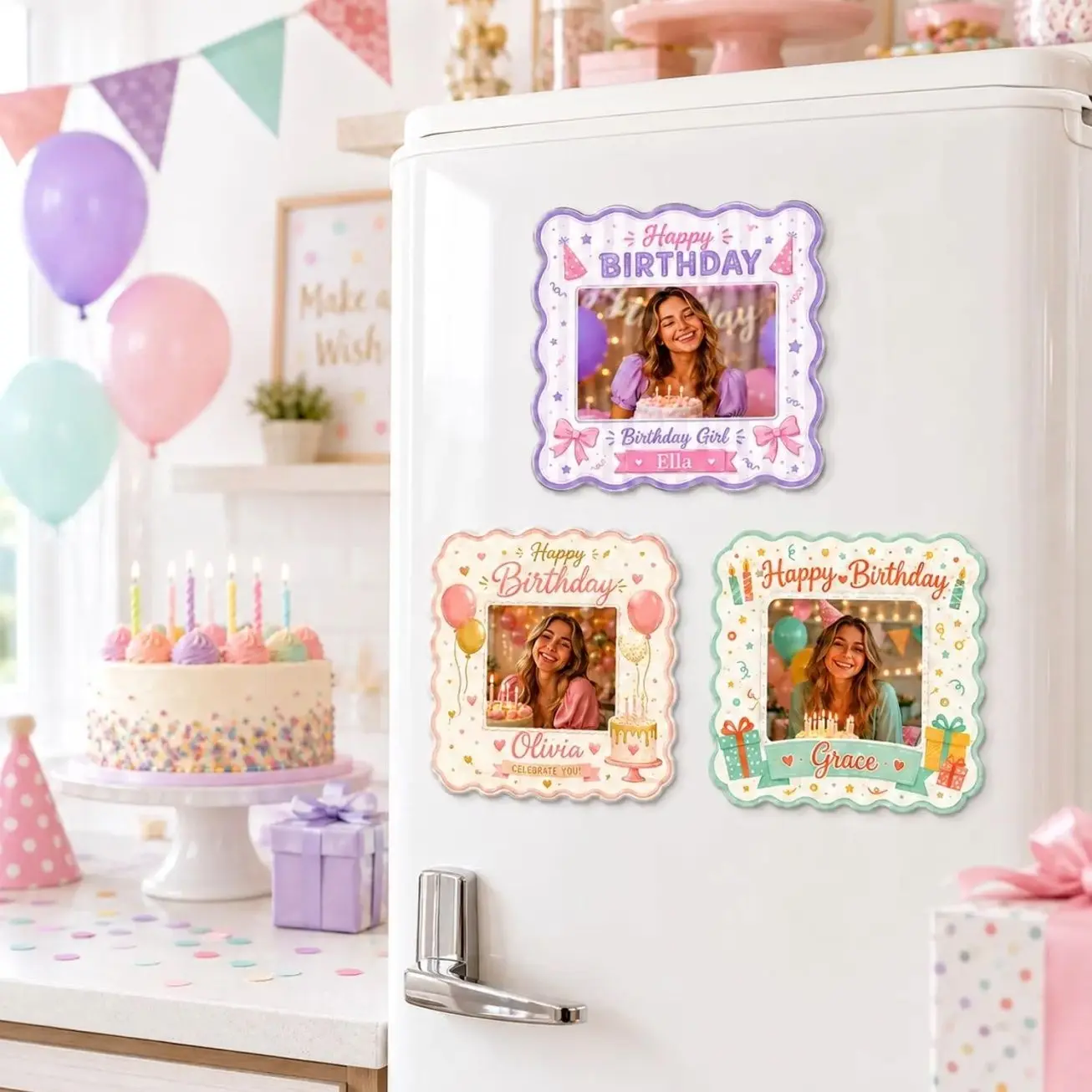 Personalized Birthday Photo Magnet, Custom Fridge Magnet, Birthday Party Favor, Custom Picture Magnet, Birthday Keepsake Gift for Kids