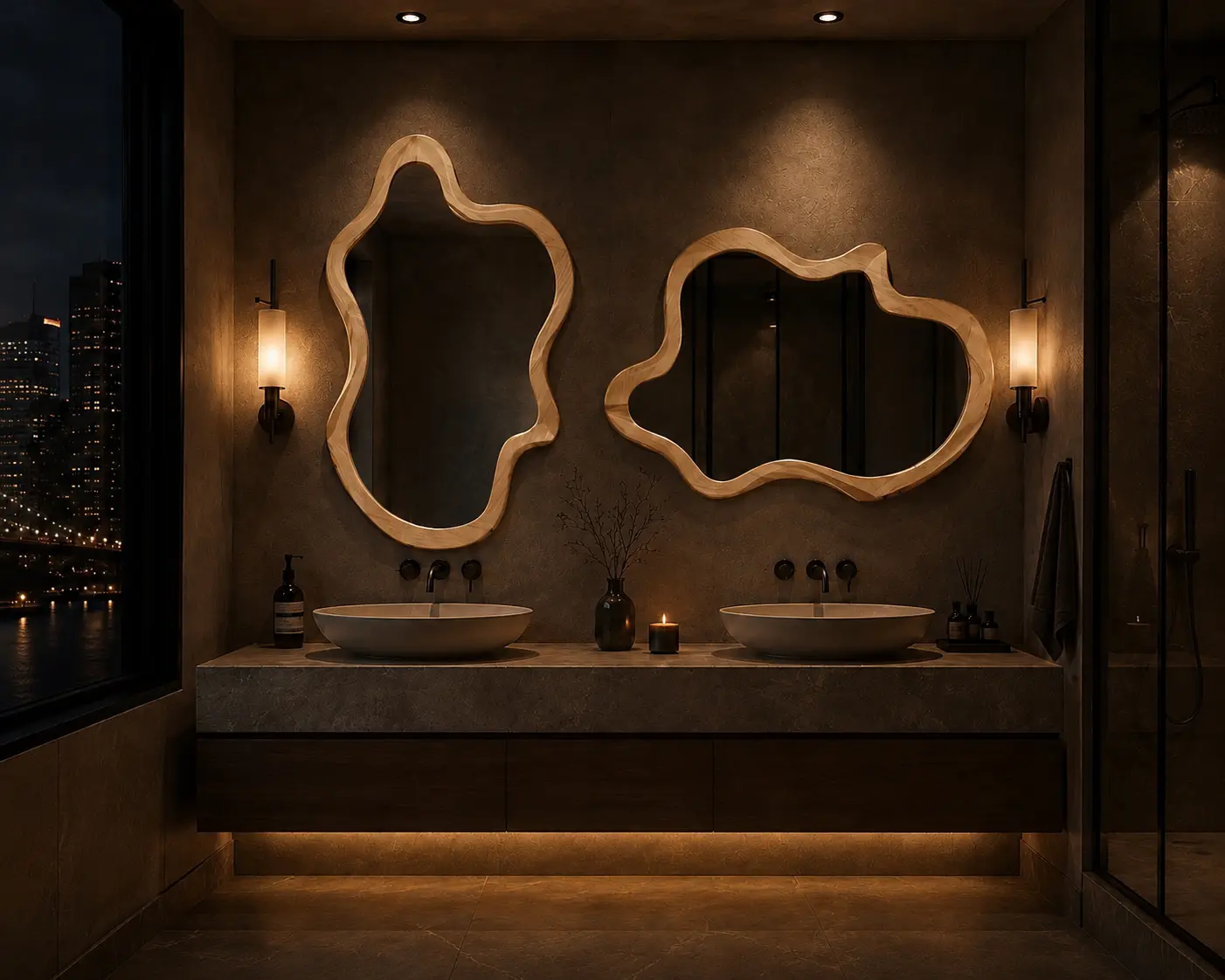 Fooglie Shaped Wall Mirror - Wall Mount Home Decor with Artistic Flair, Irregular Size Bathroom Accessory and Functional Grooming Aid
