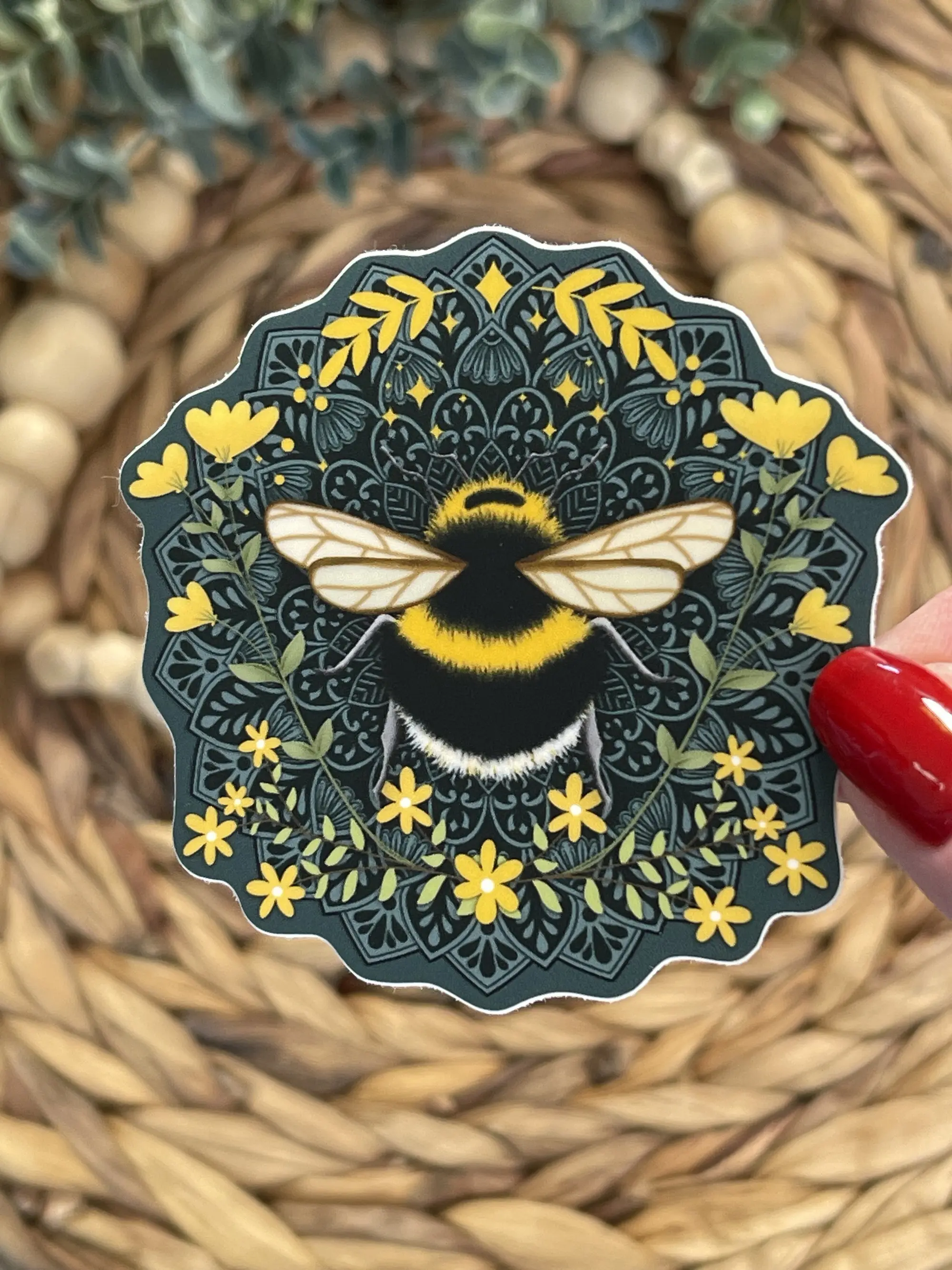 Bumblebee Floral Sticker, Pollinators Sticker, Honey Bee Sticker, Bumblebee and Flowers Sticker, Gardener Bugs, Save the Bee, Bee Kind Decal