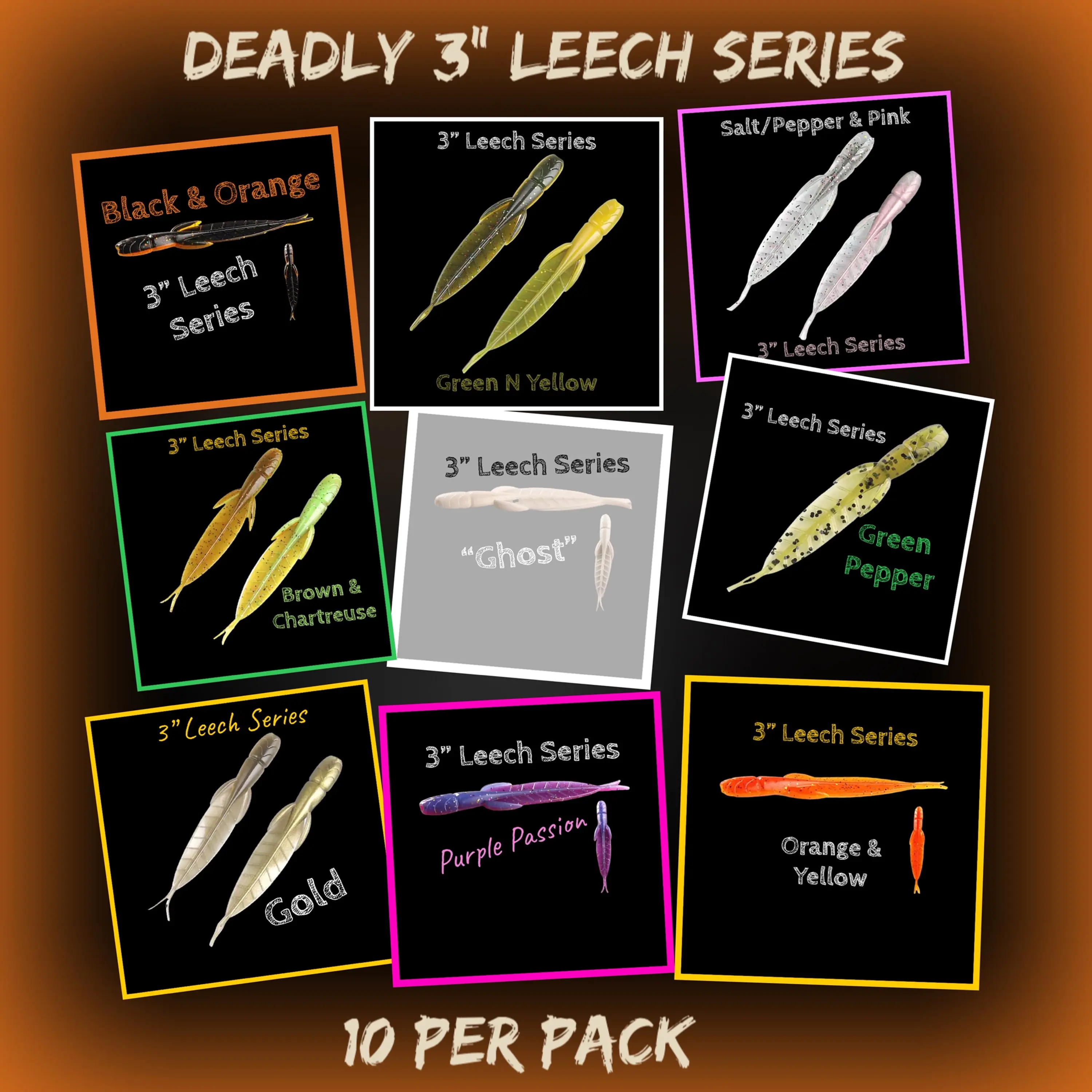 Fishing Tackle and Bait Leech Series 3” Multiple Colors 10 Per Pack