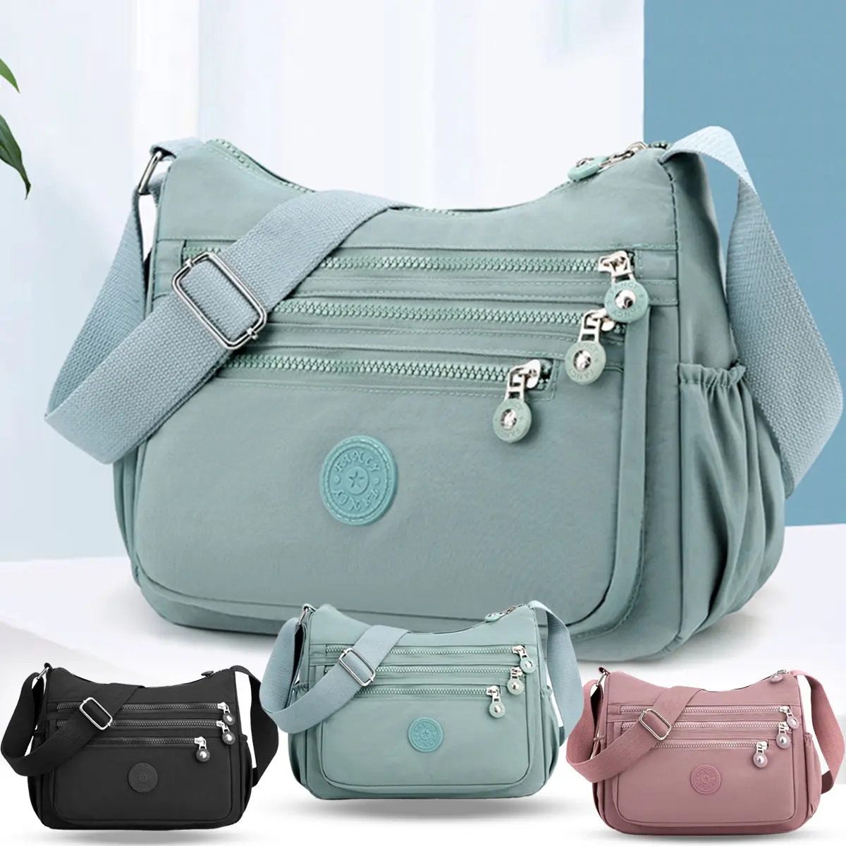 Women's Solid Color Nylon Fanny Pack - Fashionable Multi-Pocket Zipper Crossbody Bags for Women, High-Quality Versatile for Daily Commuting & Casual Use, Everyday Bag, Everyday Bags
