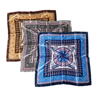 Minimalist Pattern Satin Kerchief Cashew Nut Silk Towel