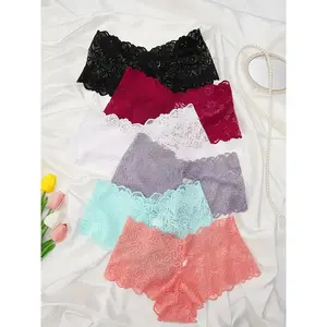 18-Piece Women's Lace Panties Set Breathable Stretchy Comfortable Solid-Colored Underwear with Bowknots Perfect for Parties Camping Dinners and Gift Basic Minimalist Elegant Womenswear Style