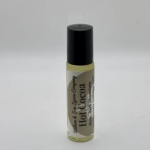 Vegan Handmade Dark Chocolate Hot Cocoa Scented Body Oil Roller - Smooth Almond Fresh Cream Normal Formula, Glides on Skin, Batch-Made for On-the-Go Beauty & Body Care Massage