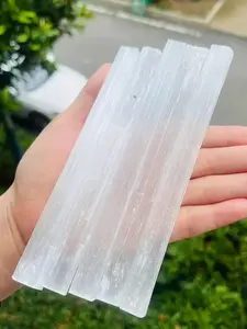 Natural Crystal Selenite Stick Chips Wands, Energy Gypsum Wands, Third Chakra Crystal Stones, Desk Accessories, Chakra Healing Crystals