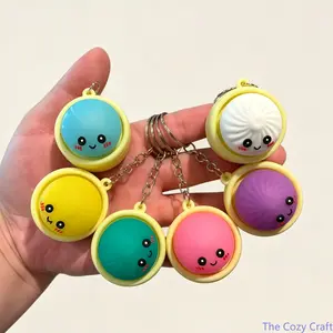 Cute Creative Simulated Bun Bag Charm Keychain, Fun Food‑Shaped Pendant, Trendy Couple Matching Accessory, Adorable Blind Box Mini Gift Ornament, Perfect for Daily Styling, Romantic Gifting and Surprise Present Giving outdoorfun