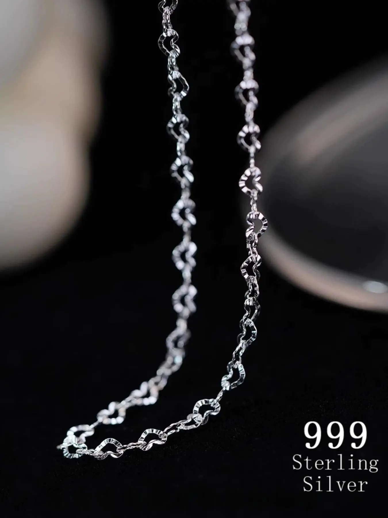 S999 Sterling Silver Heart Design Chain High End Love Heart Necklace for Women & Girls, Fashion Jewelry for Party, Daily Decor, Trendy All-match & Exquisite Jewelry for Birthday Gift, Chain Necklaces