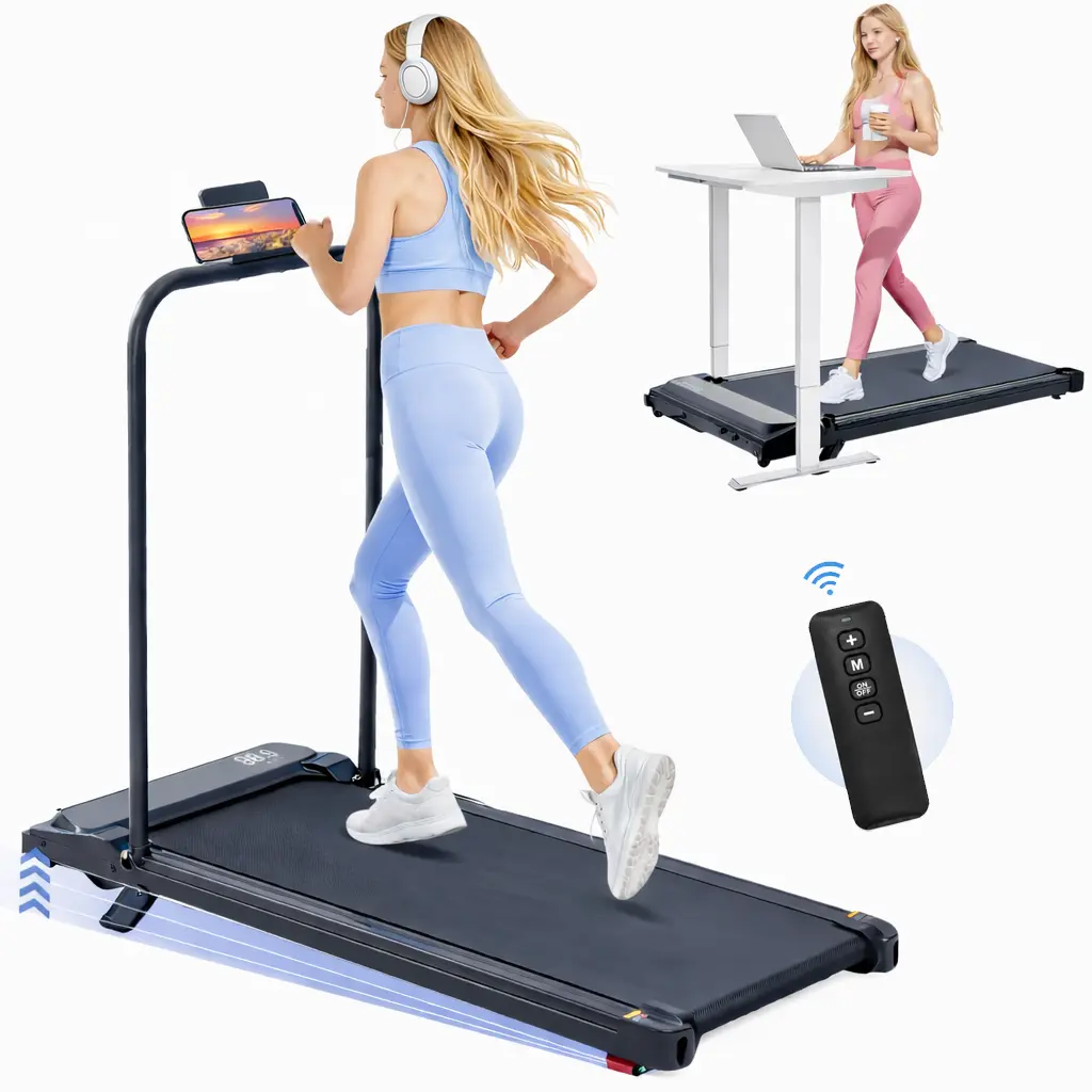 [2026 Upgraded] Under Desk Treadmill with Incline, 3.0HP Portable Walking Pad with Foldable Handrail, Compact Mini Treadmill for Home Office Use, Remote Control, Speed 0.6-7.6 MPH, 350 lbs Max Weight Capacity