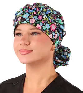 Banded Bouffant Ponytail Scrub Cap - Precious Posies