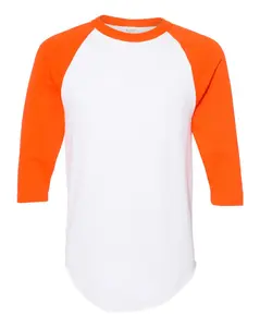 W/Orange Augusta Adult 3/4 Sleeve BBT 4420