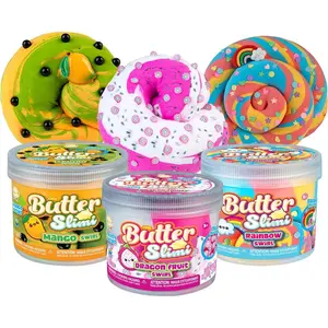 ORB Goat Fluffy Butter Slime Fruit Salad 3 Pack Kit - Smooth, Soft, Fluffy Scented Dragon Fruit, Mango, Rainbow Swirl ORB Butter Slimes for Kids - Party Favors, Gifts with Resealable Slime Containers