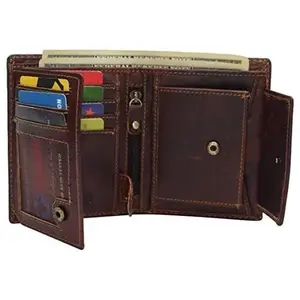 Large RFID Genuine Vintage Leather Card Holder Bifold Trifold Wallet Snap Closure