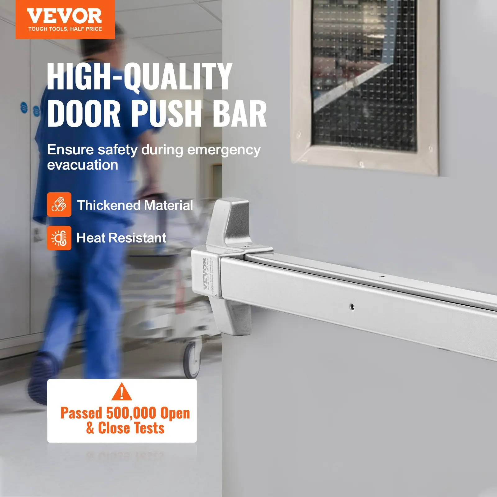 【DealsForYouDays】VEVOR Push Bar Door Locks, Carbon Steel Panic Bars for Exit Doors, with Exterior Lever and 3 Keys, Push Bar Panic Exit Device Door Hardware for Metal Wood Door, for Left and Right Handed Doors