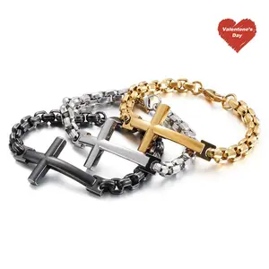 GAB 8MM Stainless Steel Miami Cuban Cross Bracelet For Man,Woman,unsiex Fashion,Christmas Gift