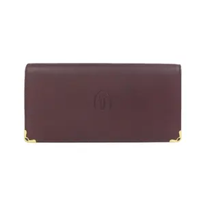 Pre-owned Cartier Calfskin Small Leather Goods Must de Calf Long Wallet