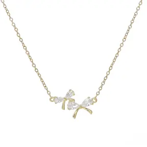 Zircon Bow Necklace for Women - Fashion Accessory
