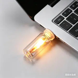 (Comes with a flexible, bendable adapter cable)USB rechargeable glass bottle LED flame lamp for home kitchen bathroom laundry and travel with adjustable angle data cable creates cozy retro Christmas atmosphere night light decor