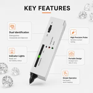 White Diamond And Morganite Detection Pen, Portable Gemstone Testing Tool, Equipped With High-precision Probe And Indicator Light, Used For Diamond Detection (without Battery)