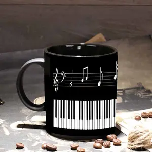 2026  1pc Black & White Piano Key & Music Note Mug - Dishwasher Safe Coffee Cup with Grand Staff Design, Reusable Gift for Musicians, Tea, Hot Drinks - Ideal for Birthdays, Housewarming, Music Lovers